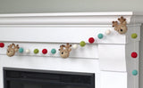 Reindeer Felt Christmas Garland- Turquoise, Red & Green