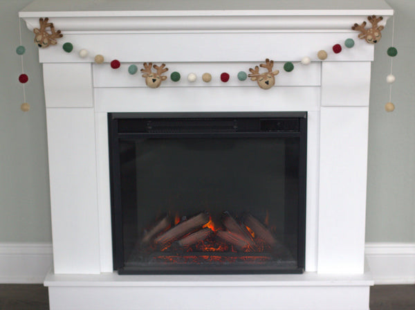 Reindeer Felt Christmas Garland- Muted Vintage Colors