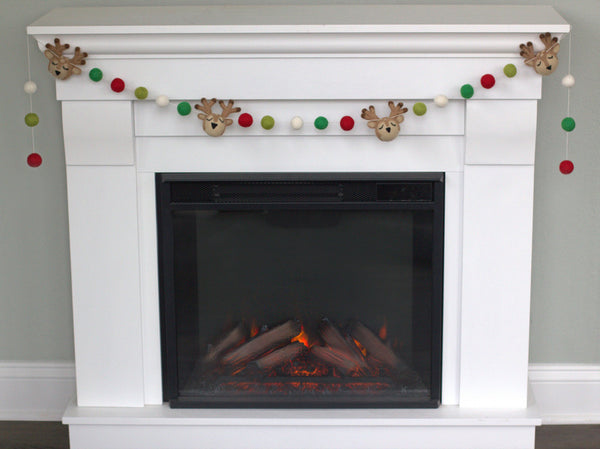Reindeer Felt Christmas Garland- Red & Green