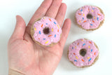 Donut Felt Food Shapes- Pretend Play- Pink Frosting with Sprinkles- 100% Wool Felt- Approx. 2" diameter
