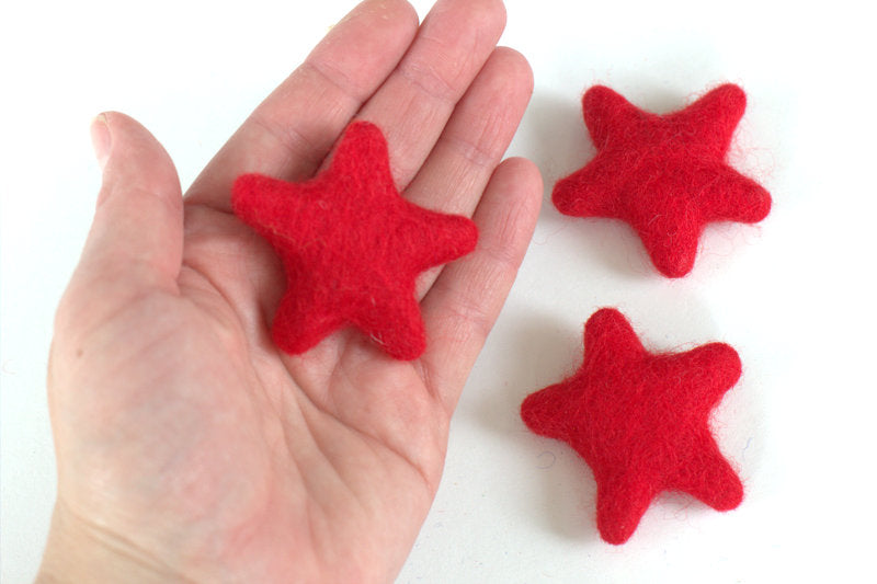 Fourth of July Felt Hearts with Stars- SET OF 3- Approx 1.75 tall