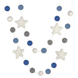 Felt Ball & Star Garland- Baby Blue, Gray, White