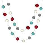 Christmas Felt Ball Garland- Red, Turquoise Blue, Gray, White