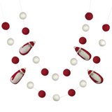 Santa Claus Felt Christmas Garland- Red & White