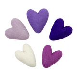 Valentine's Day Felt Folk Hearts- Purple, Off White