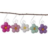 Felt Daisy Flower Ornaments- Pink, Purple, Seafoam
