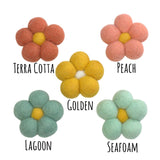 Felt Daisy Flowers- Teals, Peaches, Golden