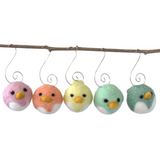 Bird Tree Ornaments- SET OF 5- Pastel Chicks