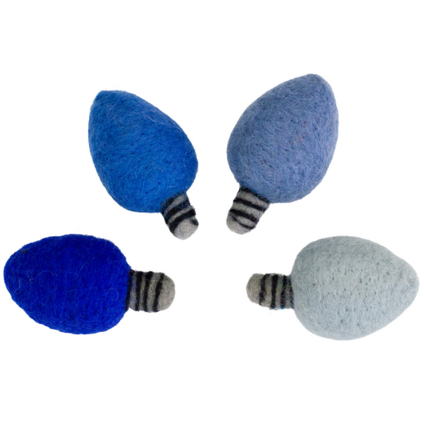 Light Bulb Strand Felt Shapes- SET OF 4- Blue, Gray