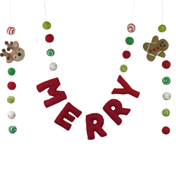 Christmas MERRY Garland- Reindeer, Gingerbread