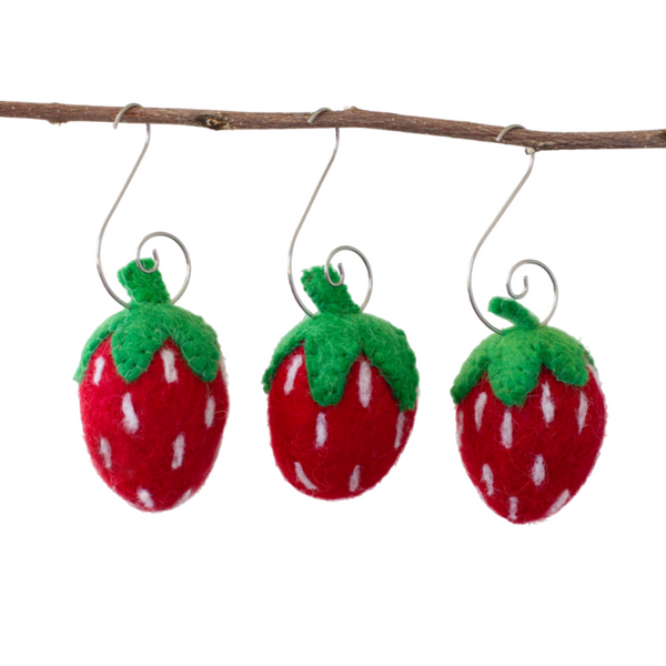 Felt Strawberry Ornaments