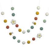 Bumble Bee & Daisy Felt Garland- Earth Tones