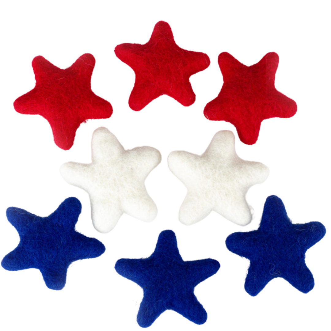 Fourth of July Felt Hearts with Stars- SET OF 3- Approx 1.75 tall