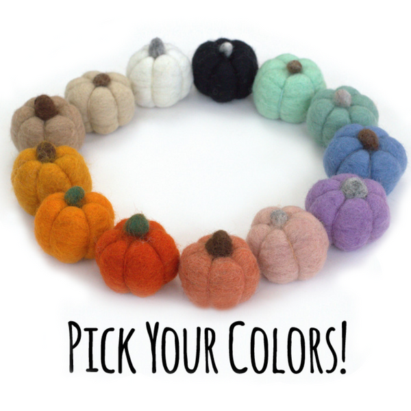 Felt Pumpkins- Fall Autumn Halloween Decor, DIY- 100% Wool Felt