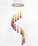 Spiral Felt Ball Mobile- Pink, Yellow