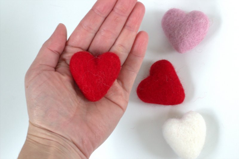 Valentine's Day Red Felt Hearts- SET of 3, 5 or 10- DIY Craft