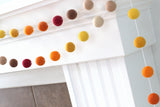 Fall Felt Ball Garland- Ombre Burgundy Orange Gold Tan Brown