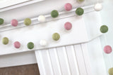 Felt Ball Garland- Pink, Green, White