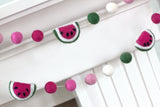 Watermelon Felt Ball Garland- Ombre Pink & Green