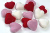 Felt Hearts- Red, Pink, White- SET of 3, 6 or 12 Valentine's Day DIY Craft Decor- 100% Wool- Eco friendly- Approx. 1.75" Tall Hearts