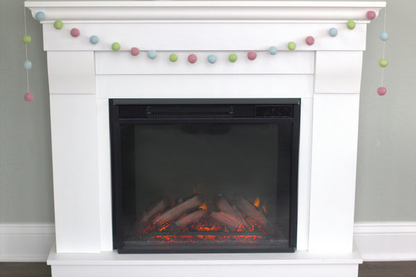 Felt Ball Garland- Pink, Blue, Green