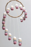 Spiral Felt Ball Mobile- Pink, Gray, Almond, White