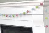 Felt Ball Garland- Pink, Blue, Green