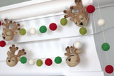 Reindeer Felt Christmas Garland- Red & Green