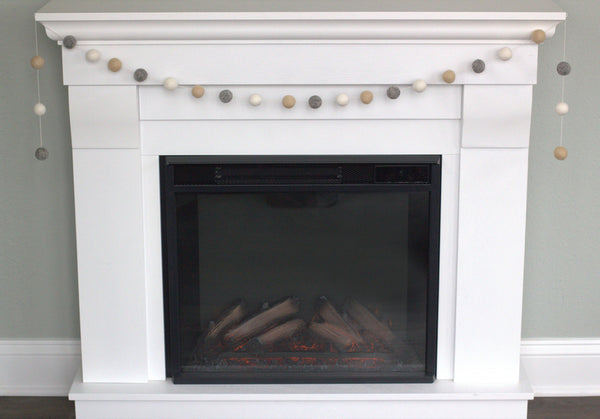 Felt Ball Garland- Almond, Gray & White