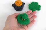 St. Patrick's Day Ornaments- SET OF 3- Shamrock, Pot of Gold, Leprechaun Hat