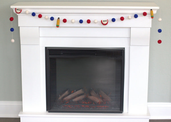 Back to School Apple & Pencil Garland- Red, White, Blue
