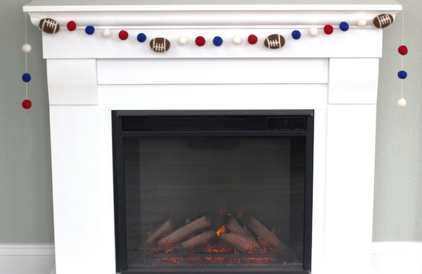Felt Football Garland- Royal Blue, Red, White