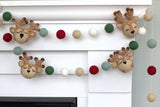 Reindeer Felt Christmas Garland- Muted Vintage Colors