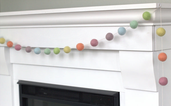 Pastel Rainbow Felt Ball Garland