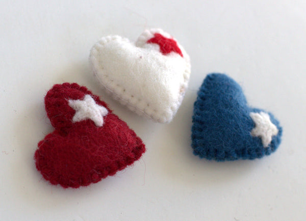 Fourth of July Felt Hearts with Stars
