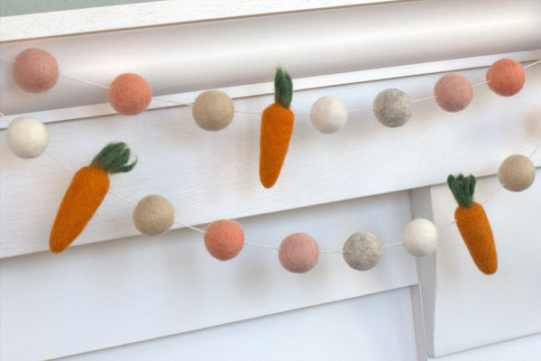 Carrot Easter Garland- Peach, Cream