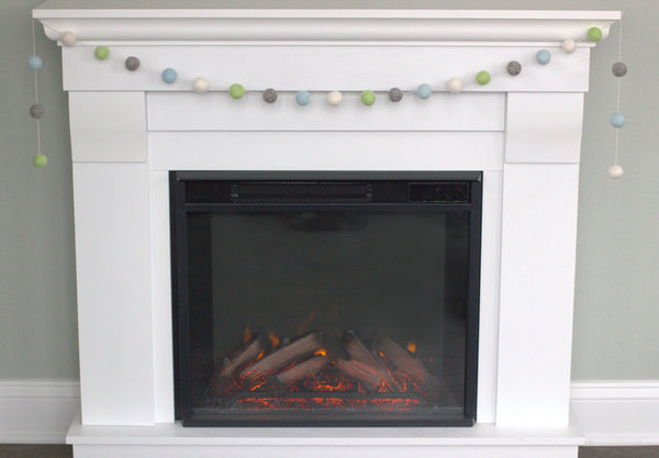 Felt Ball Garland- Blue, Green, Gray
