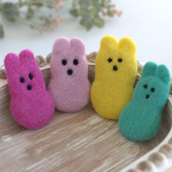 Easter Marshmallow Bunnies- Set of 4- Bright Pink, Light Pink, Yellow, Turquoise
