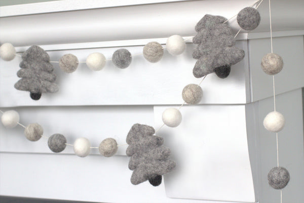 Christmas Tree Garland- Neutral, Gray & White