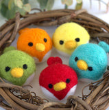 Spring Bird Chick Felt Shapes- SET OF 5- Bright Colors
