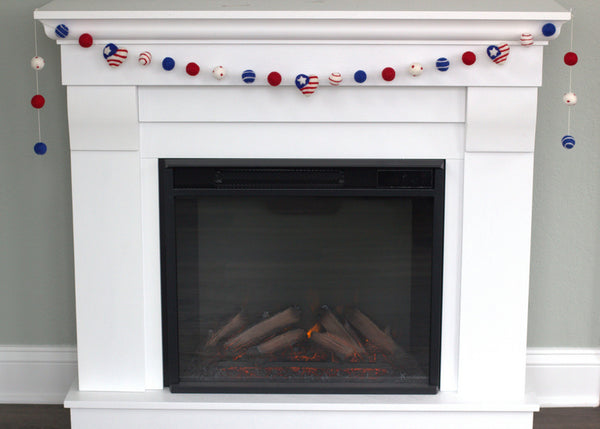 American Flag Hearts Garland- Swirls & Dots