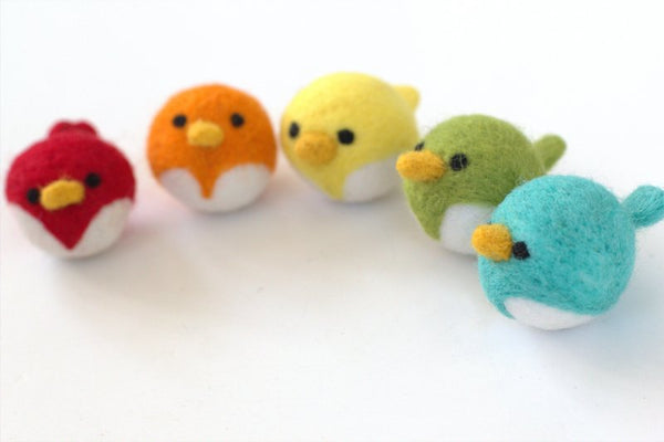 Spring Bird Chick Felt Shapes- SET OF 5- Bright Colors