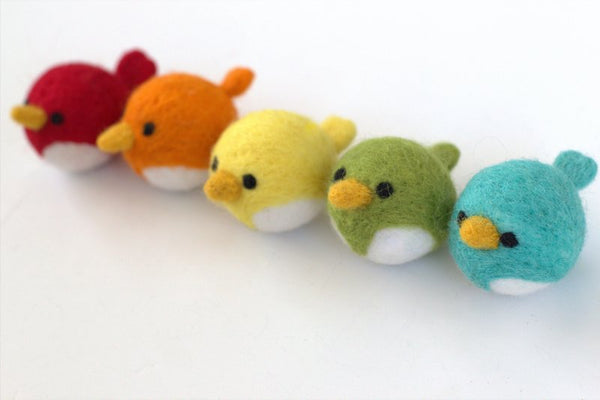 Spring Bird Chick Felt Shapes- SET OF 5- Bright Colors