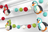 Penguin Felt Christmas Garland- Red, Turquoise, Green
