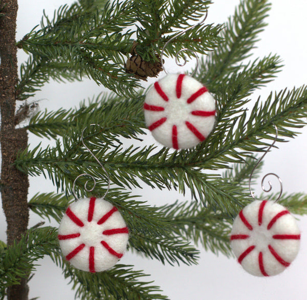 Peppermint Christmas Tree Ornaments- Red Stripes