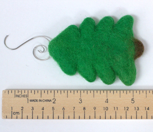 Felt Christmas Tree Ornaments- SET OF 3- Pink, Purple