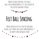 Valentine's Day Felt Ball & Heart Garland- Red, Turquoise, Gray, Baby Pink