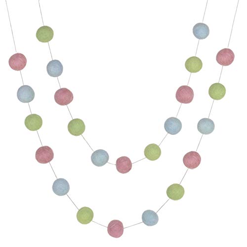 Felt Ball Garland- Pink, Blue, Green