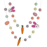 Bunny, Egg & Carrot Easter Felt Ball Garland- Pastel Rainbow