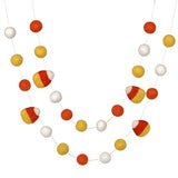 Candy Corn Felt Ball Garland- Orange , Golden Yellow, White